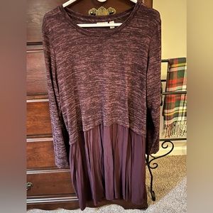 LOGO by Lori Goldstein Tunic Dress with Tulle-Like Trim. STUNNING for fall! Sz-L